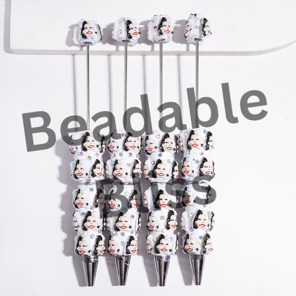 Animal Fur Fanatic Fan Characters and AB Rhinestones Beadable Clay Pens, White Background