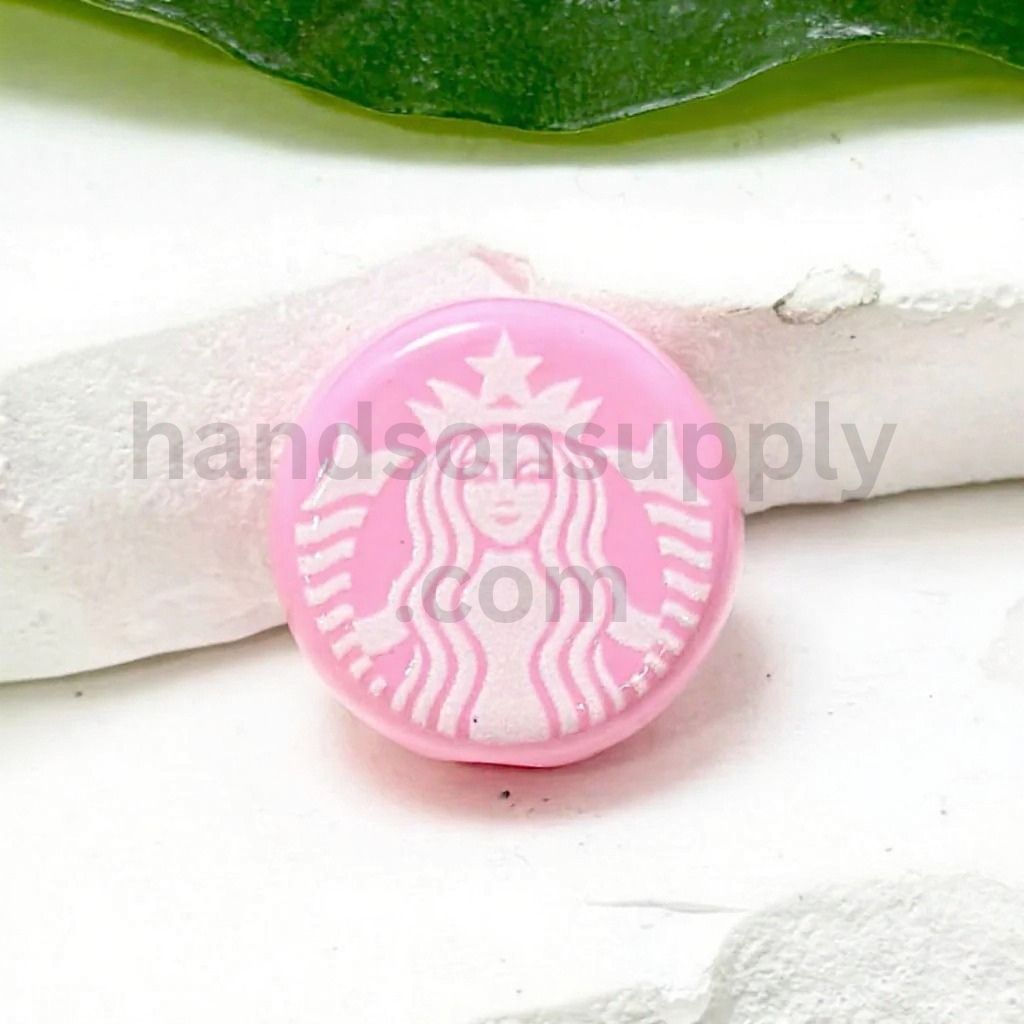Coffee Theme Round Flat Acrylic Beads Café Sign Style 17mm
