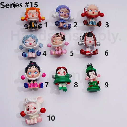 Cute Skullpand Night Cit Series Pop Mar Blind Box Figures Jewelry Accessories (No Hole)