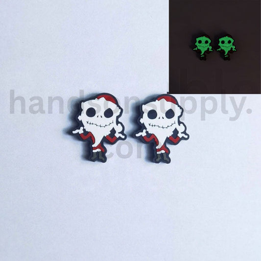 Jack Skellington with Red Christmas Hat Luminous Silicone Beads
