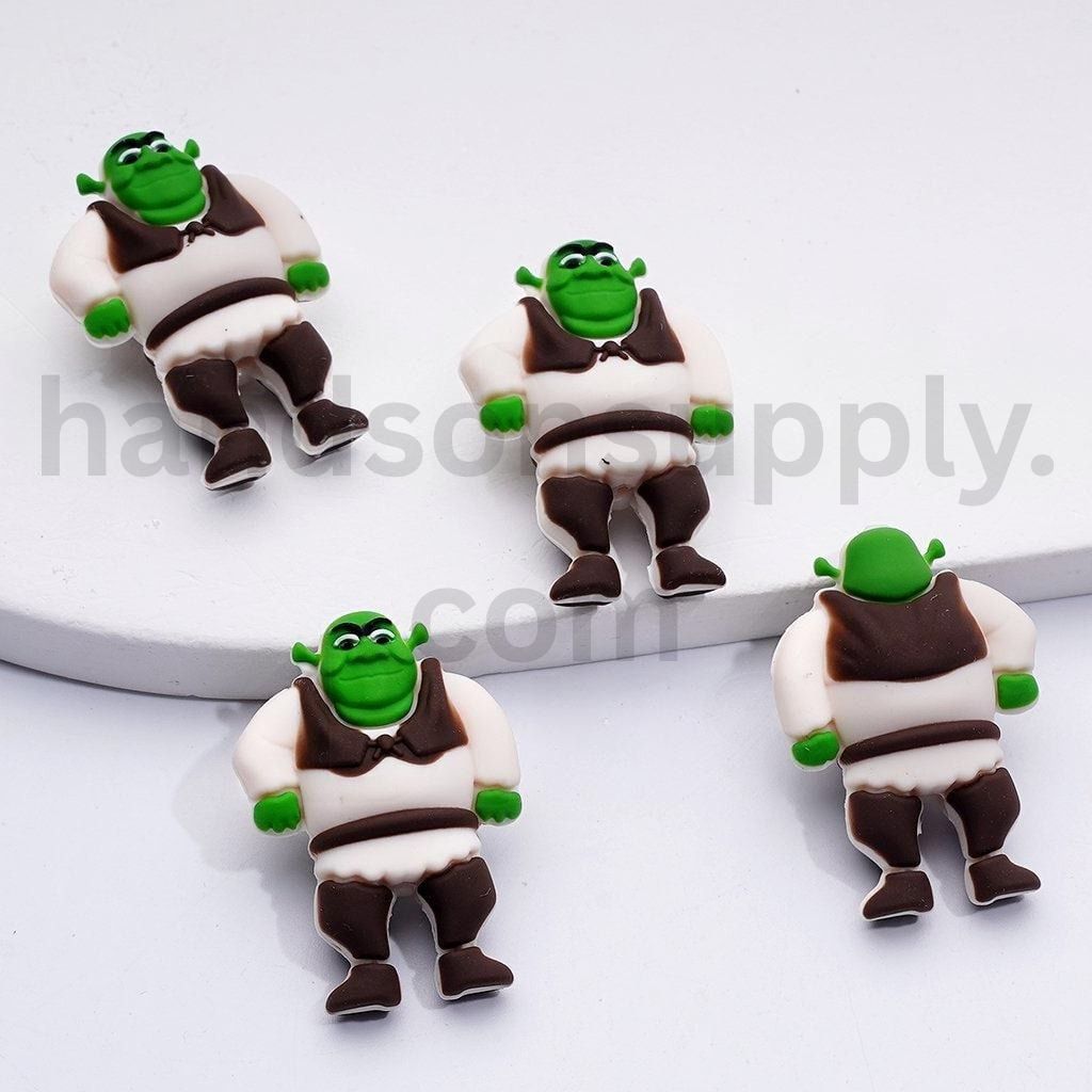 3D Cute Vivid Green Monster Shrek-Inspired Silicone Focal Beads