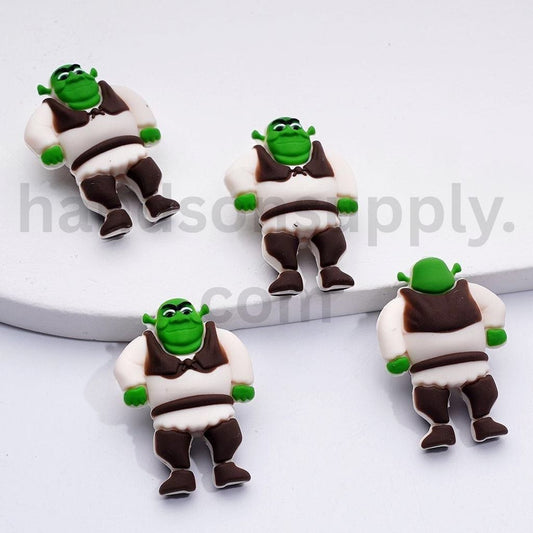 3D Cute Vivid Green Monster Shrek-Inspired Silicone Focal Beads