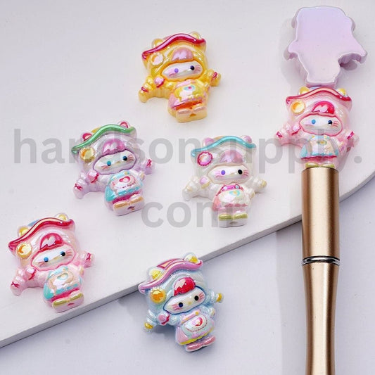 Cute Cat Character Acrylic Beads with UV Coating, Around 26×28MM, Random Mix