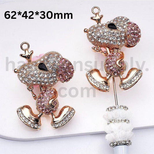 Fantastic Snoop Puppy with Rhinestones, Pearls, Hearts & Flowers Fancy Gold Clay Beads, Around  62*42*30MM