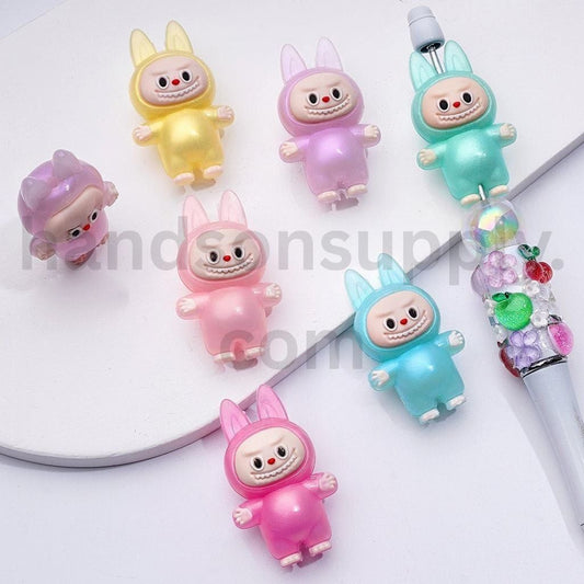 Cute Labub Monster Pop Mar Design Soft Rubber Beads 41*25MM, Random Mix