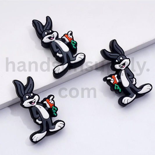 Vivid Bugs Bunny Rabbit Design Cute Cartoon Style Silicone Focal Beads
