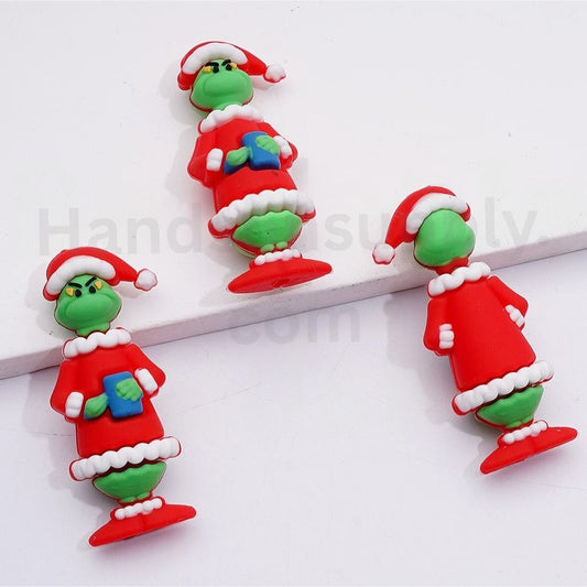 3D Christmas Costume Green Monster Grinc Silicone Focal Beads