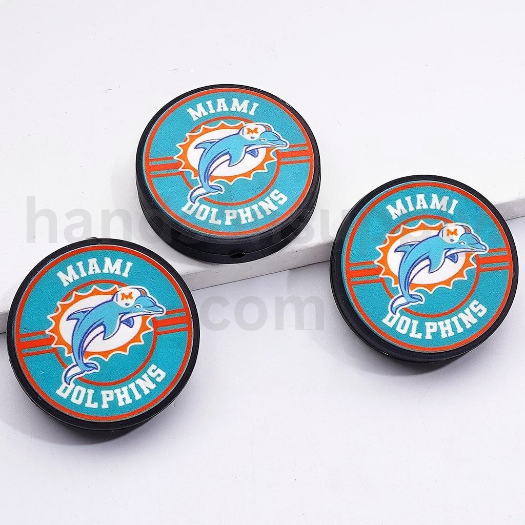 USA Football Miami Dolphi Round Team Silicone Focal Beads
