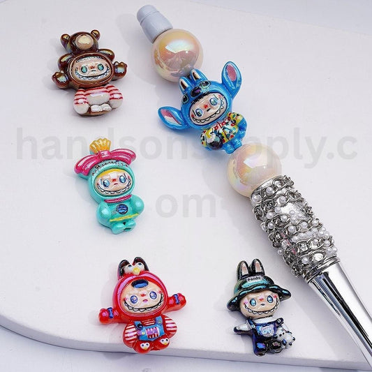 Cute Labub in Different Costume UV Coating Acrylic Beads, 8*22*26MM, Random Mix