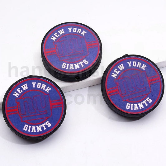 America Football Team Ne Yor Gian Round Silicone Focal Beads