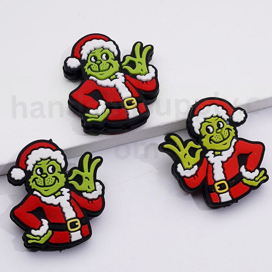 Christmas Costume Grinc Green Monster with OK Gesture Silicone Focal Beads