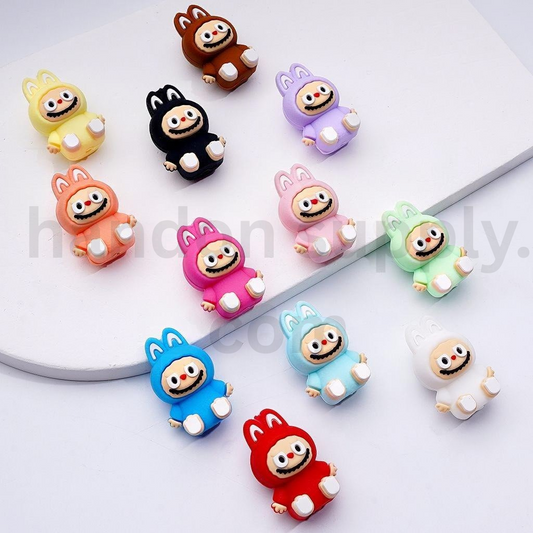 Cute Labubu Pom Pom Maru Inspired Colorful Silicone Focal Beads Random Mix