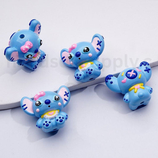 Hand Painted Blue Cute Stitc Acrylic Beads, 30*25*20MM