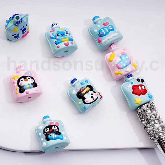 Cute Blue Monster Micke Fish Penguin Blue Pink Sucking Jelly Hand Painted Acrylic Beads, 20*25MM, Random Mix