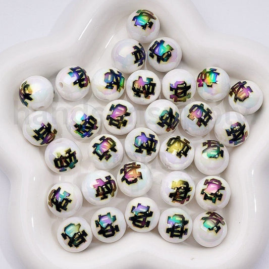 Notre Dame Fighting Irish Football Beads 16MM UV Coated Acrylic, USA College Team Theme