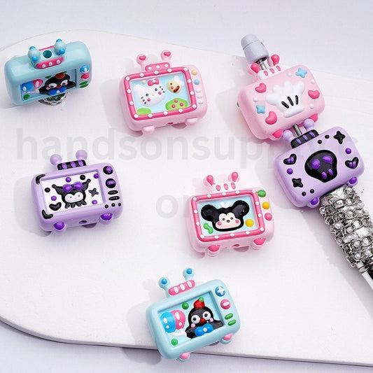 Cute Cat Character Micke Kurom Television Hand Painted Acrylic Beads Mix, 30*28MM