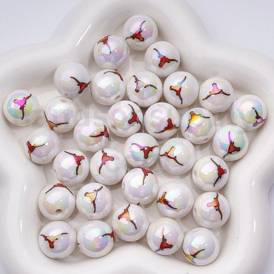 Texas Longhorns Football Beads UV Coated 16MM Acrylic, USA NCAA College Team Theme
