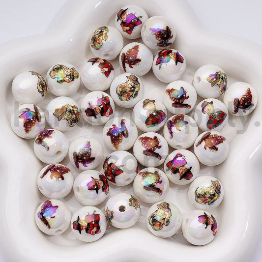 UV Glow Mix Featuring Freddy Krueger Horror Design Acrylic Beads, 16MM, Random Mix