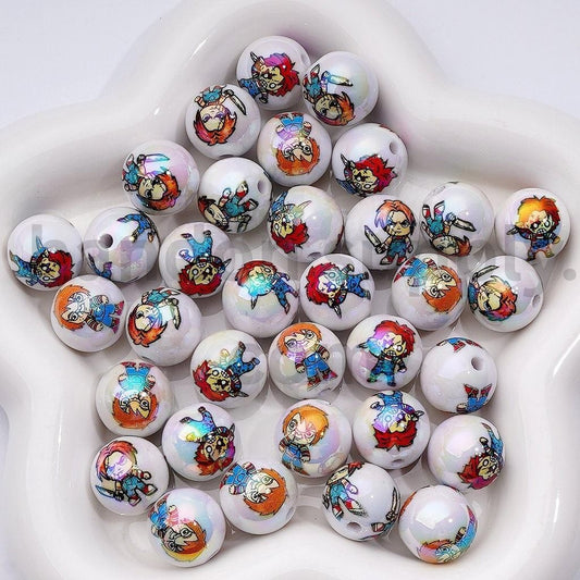 Mix with Chucky Inspired Design 16MM, Acrylic Beads, Random Mix