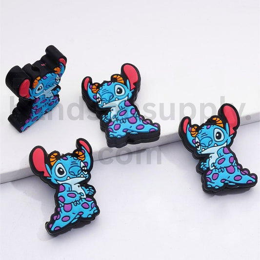 Blue Stitc Character in Dinosaur Costume Cute Design for Crafts Silicone Focal Beads