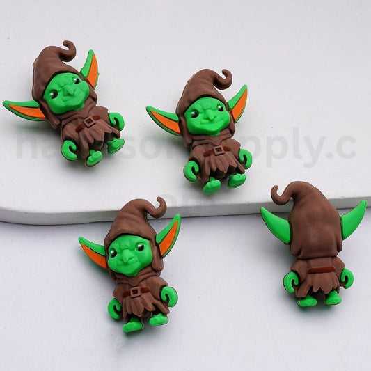 3D Green Silicone Focal Beads Featuring Cute Grog Character from Sta Wa Series