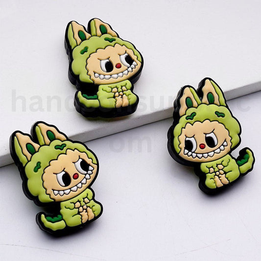 Cute Green Monster Labub Po Mar Silicone Focal Beads