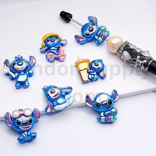 UV Coating Classic Animation Monster Blue Color Beads Acrylic Beads Random Mix