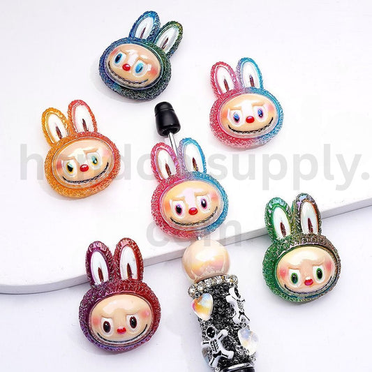 UV Coating Cute Labubu Character Acrylic Beads 34*25MM, Random Mix