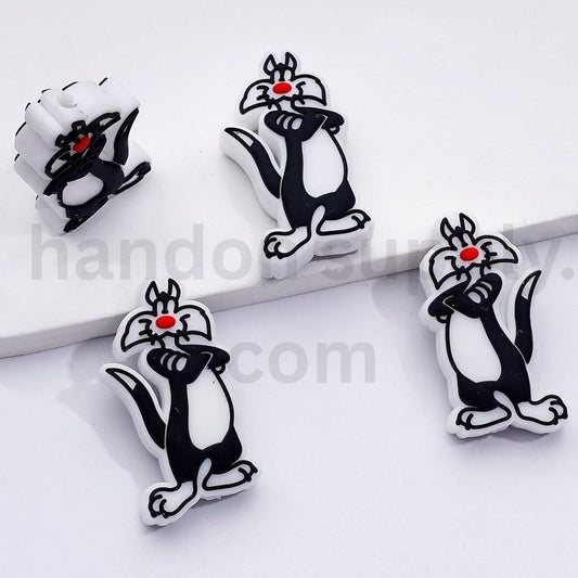 Black Cat Sylvester Looney Tunes Focal Beads Cartoon Theme Silicone Focal Beads