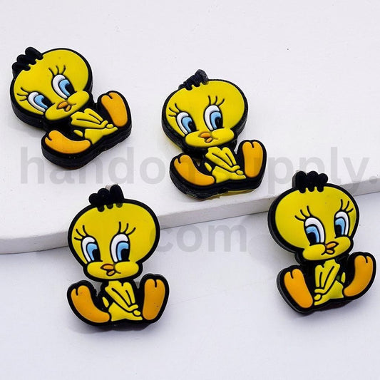 Cute Tweet Bird with Big Eyes Silicone Focal Beads Cartoon Design