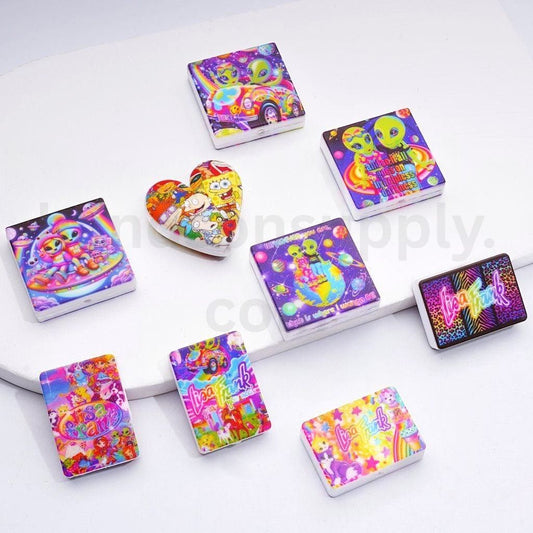 Lisa Frank Inspired Mix with Rugrats, Spongebob, Alien Zoomie & Zorbi Silicone Focal Beads Random Mix