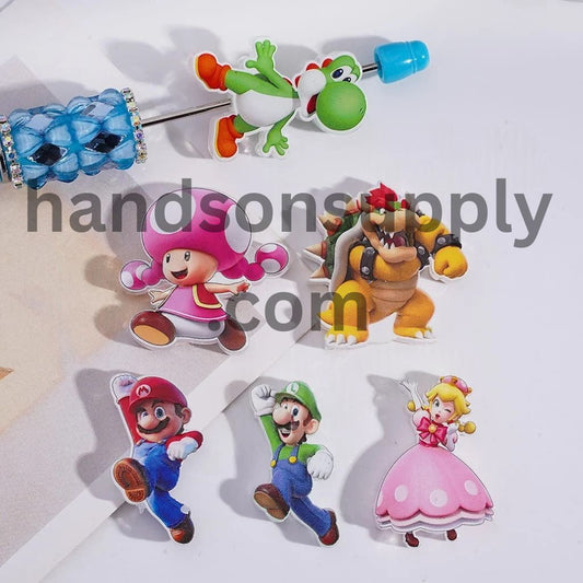 Plumber Character Series Acrylic Beads in Various Designs, Random Mix