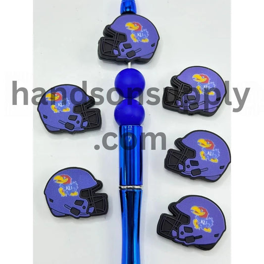 New York Baseball University Kansas Jayhaw Helmet USA Silicone Focal Beads, Please Read the Description