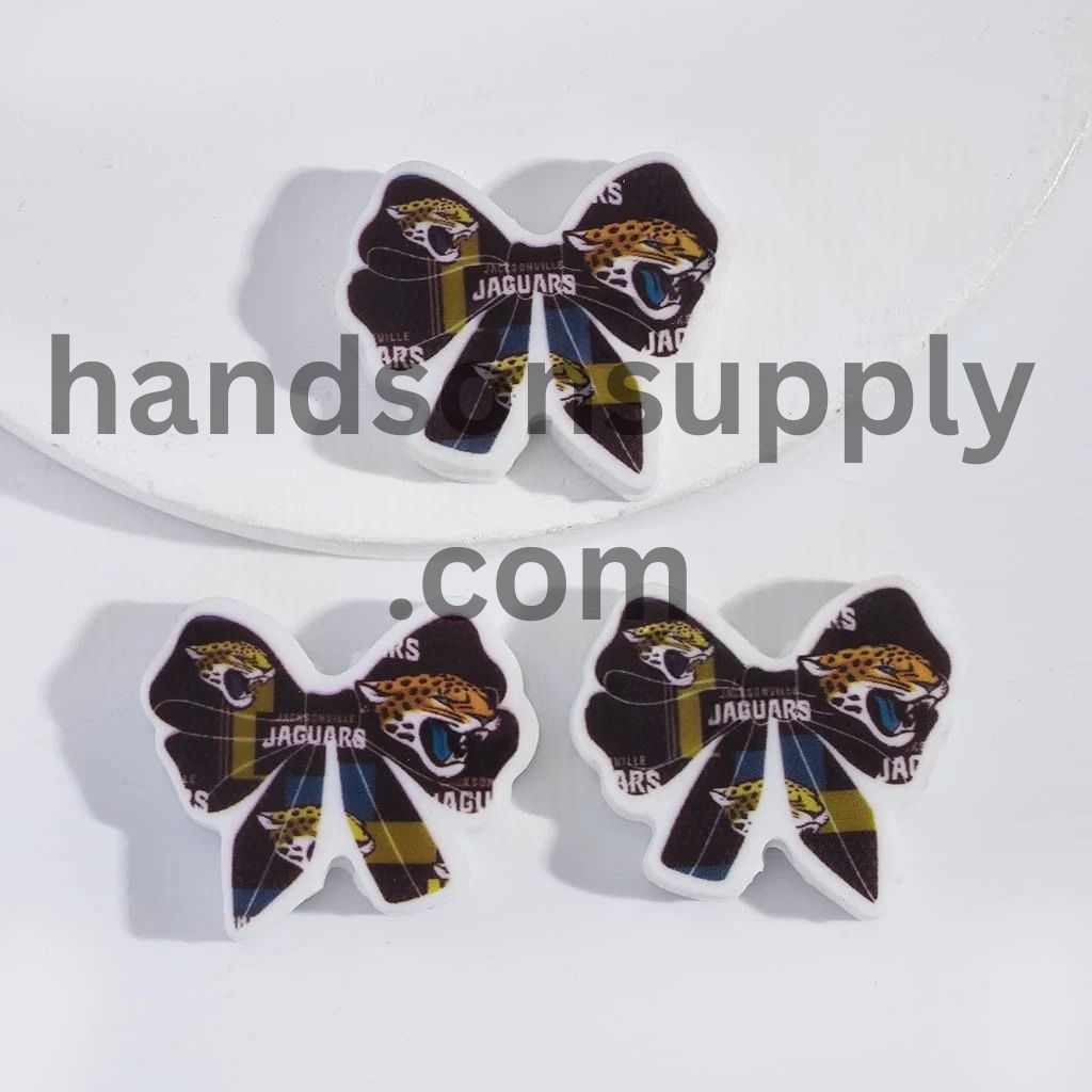 Bow Tie Shape with Jacksonville Football Pattern Silicone Focal Beads