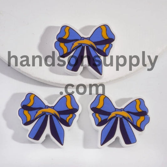 Bow Tie Shape with LA Chargers Football Pattern Silicone Focal Beads