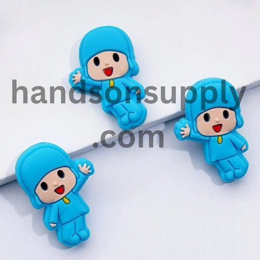 Adorable Cute Boy in Blue Pocoy Cartoon Silicone Focal Beads