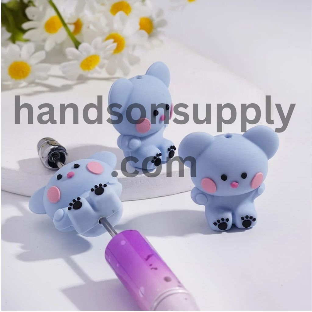 3D Korean Boy Group Blue Koala Image Silicone Focal Beads