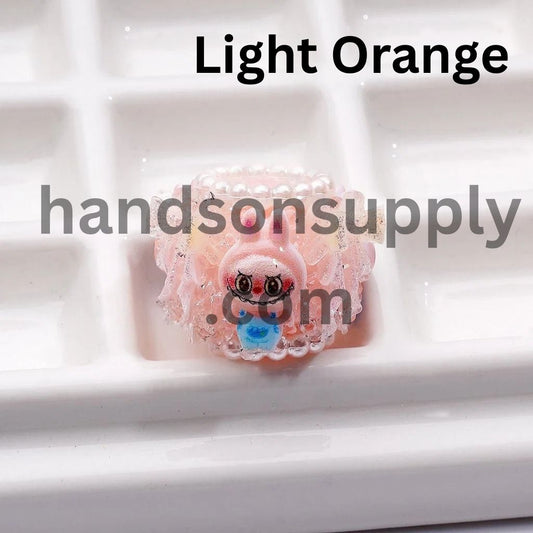 Cute Creature Monster Doll Tiny Wonders Glitter Bowtie White Pearls Ring Sugar Cute Mini Acrylic Beads, Around 18*22MM