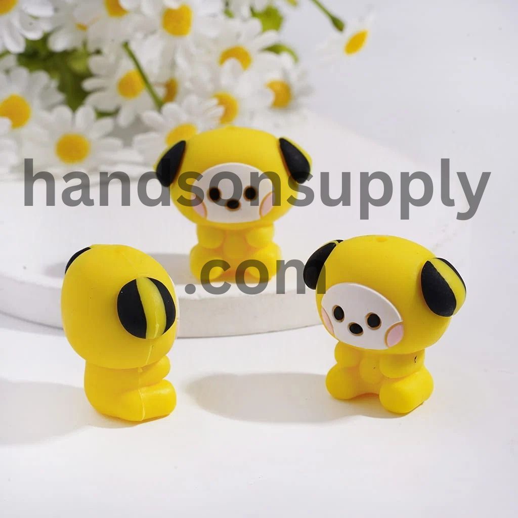 3D Korean Boy Group Yellow Dog Image Silicone Focal Beads