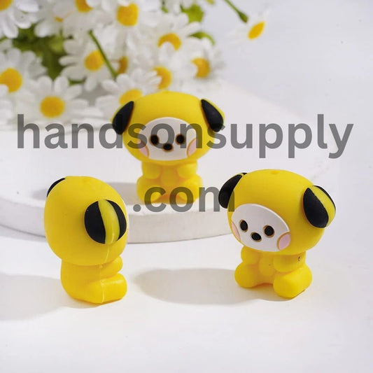 3D Korean Boy Group Yellow Dog Image Silicone Focal Beads