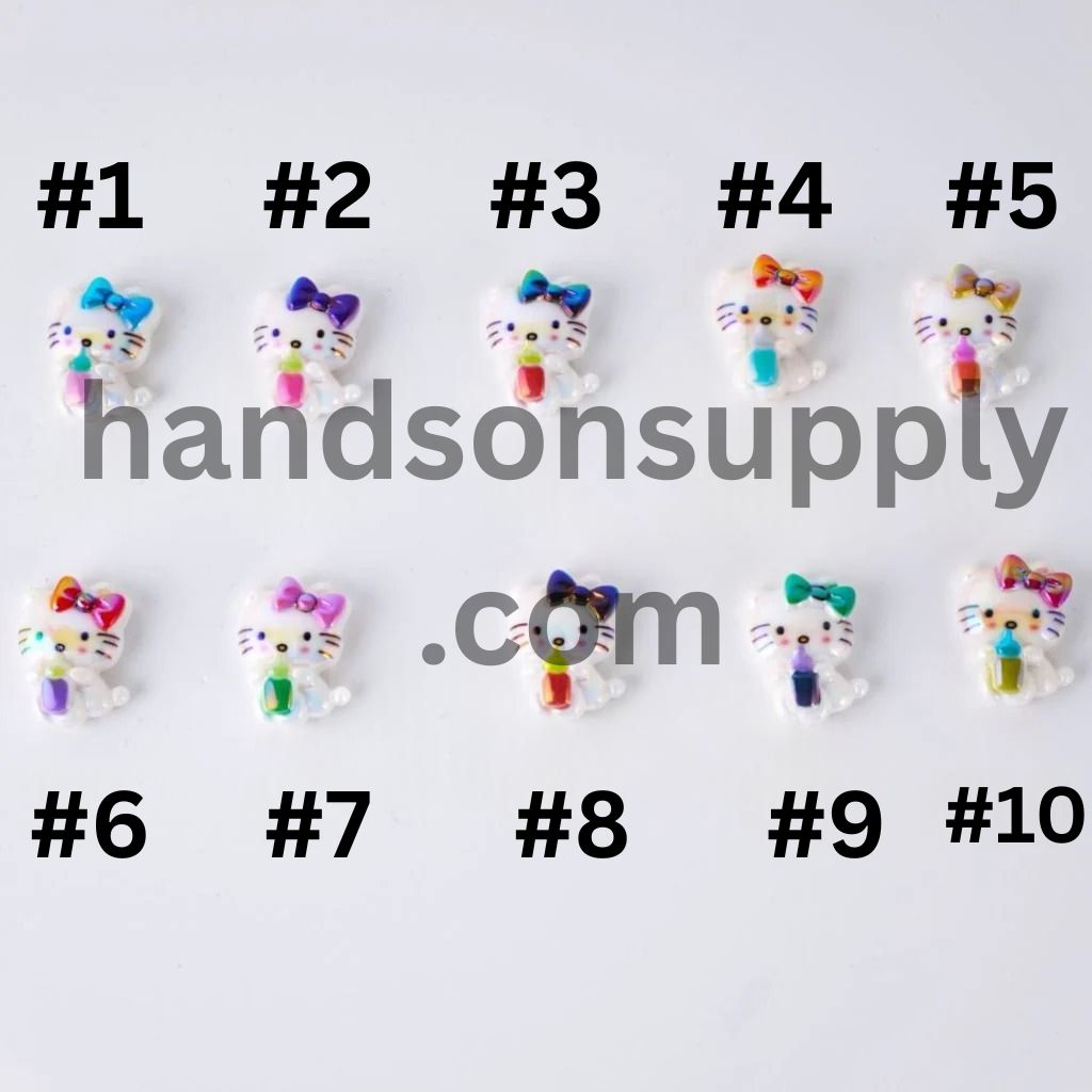 Cute Cat Character Holds a Bottle Adorable Character UV Coating Acrylic Beads, Around 20*25MM, Please Read the Description