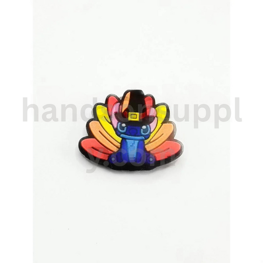 Blue Stitch Character with Colorful Wings and Black Hat Silicone Focal Beads