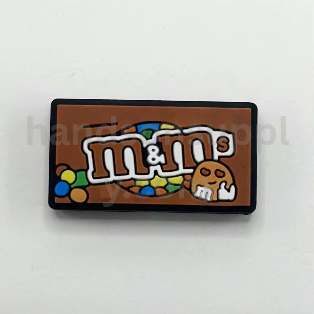 Candy Coated Chocolate Bean with M Letter Design Silicone Focal Beads