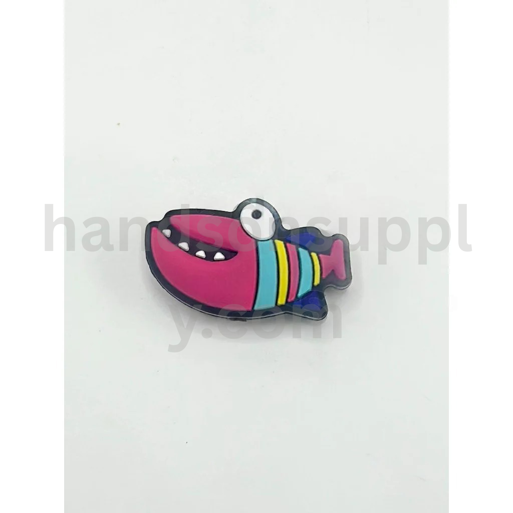 Multi-Color Cartoon Shark with Wide Open Mouth Silicone Focal Beads