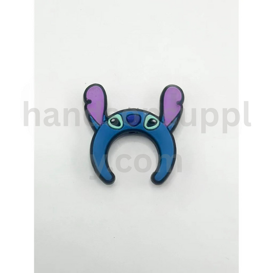 Blue Monster  Character with Hair Band Clasp Hoop Design Silicone Focal Beads