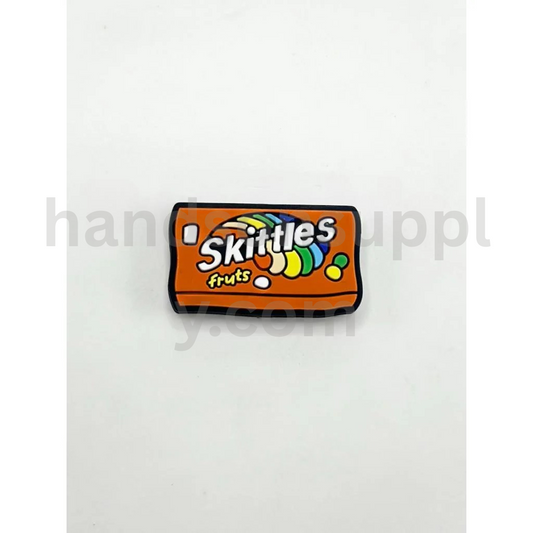Rainbow Bean Candy with Skittlos Style Design Silicone Focal Beads