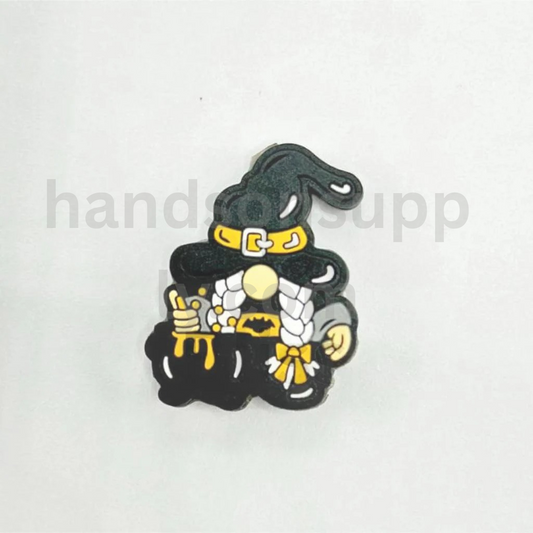 Halloween Gnome Holding Witch’s Brew Design Silicone Focal Beads