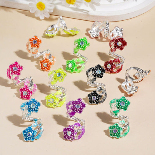 Silver Twisted Spiral Metal Bead Cage with Flower Bead Cap & AB Rhinestones, Random Mix