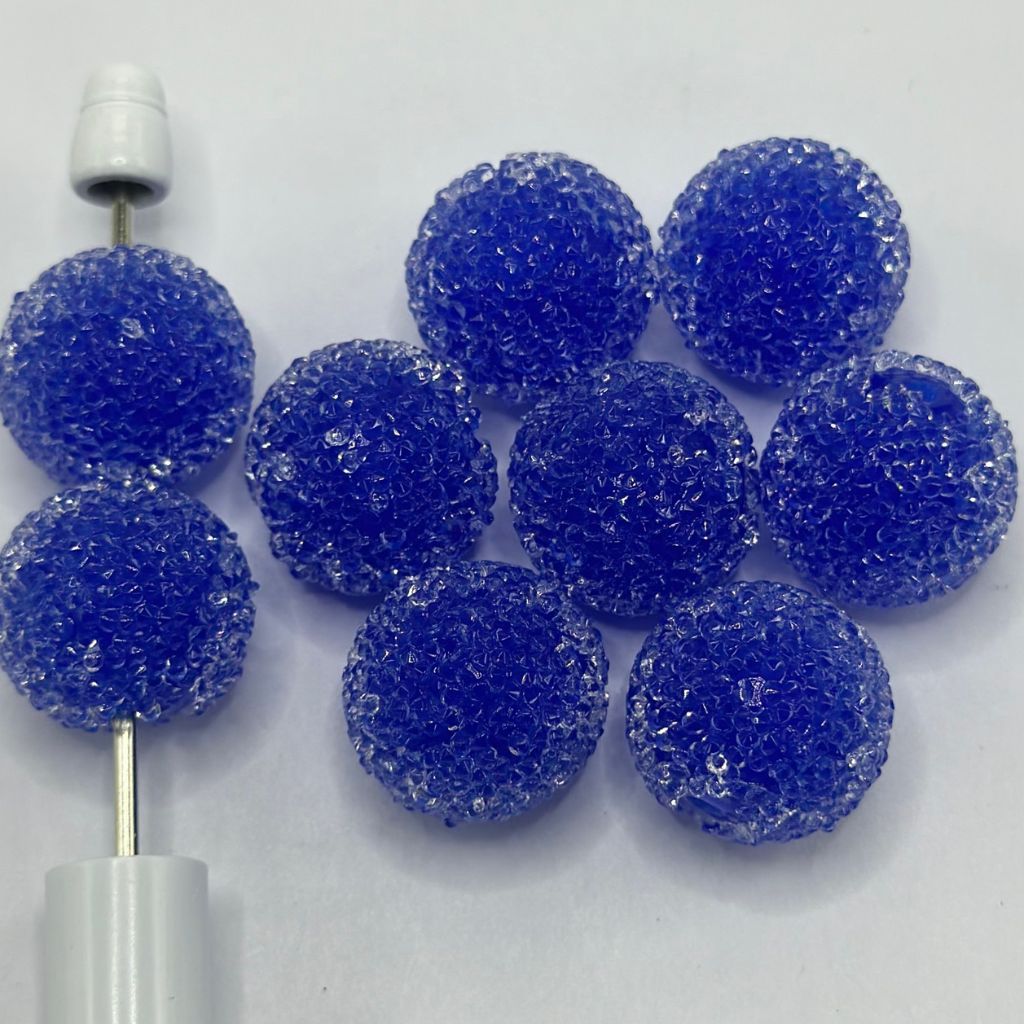 Clear Rhinestones Candy Hard Sugar Beads in Solid Colors Round 20mm