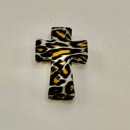 Jaguar Leopard Cougar Cheetah Animal Print Cross Silicone Focal Beads